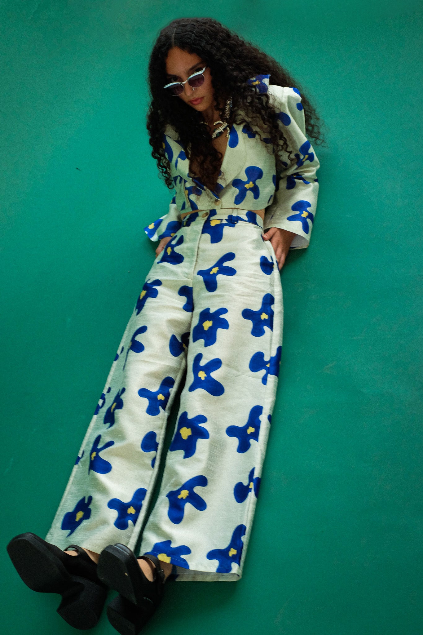 migo pant in sapphire floral